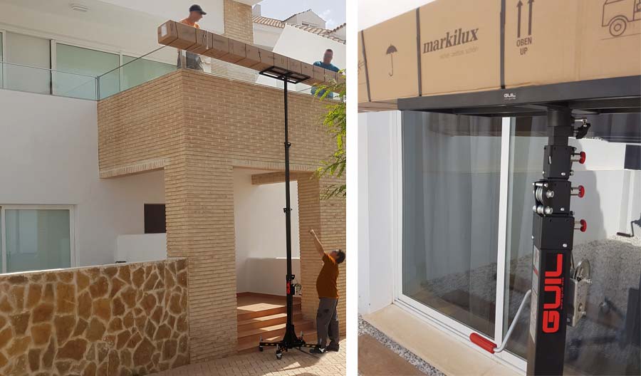 Instalación de un toldo corredero en la terraza de un restaurante en Vic -  PerfilTer