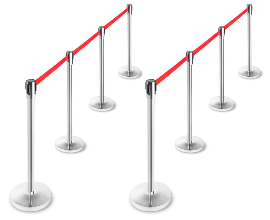 Retractable Path Post Stainless steel post with 3 m red retractable belt - Ref. PST-12 | GUIL