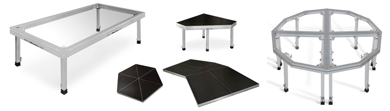 The modular platforms are available in different finishes, shapes,