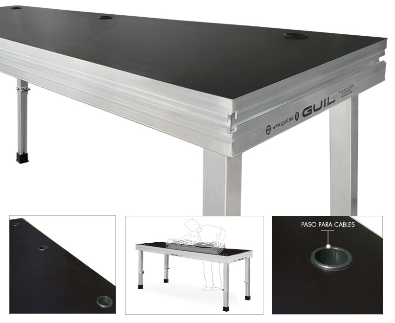 Mesa para DJ / Mesa de control de aluminio de 150 x 65 cm